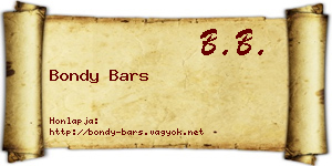 Bondy Bars névjegykártya